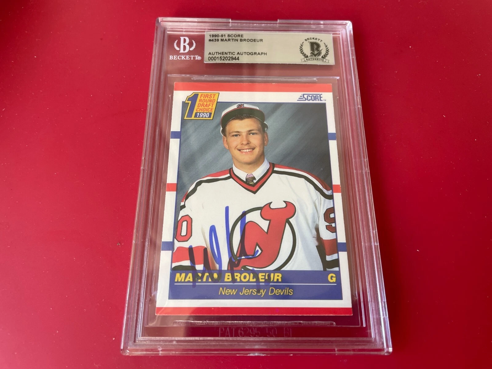 Martin Brodeur Devils 1990-91 Score Rookie Card Signed Auto Beckett SLABBED BAS

