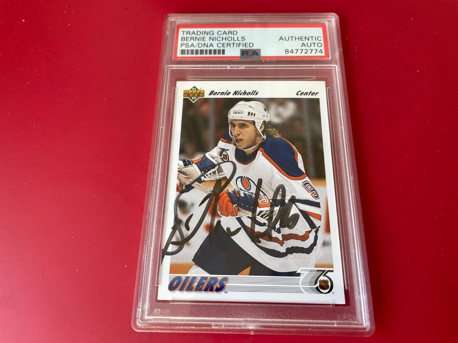 Bernie Nicholls Oilers 1991-92 Upper Deck UD Card Signed Auto PSA/DNA
