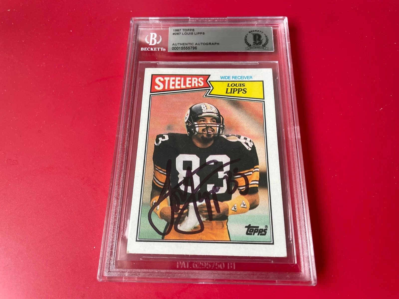Louis Lipps Steelers 1987 Topps Card Signed Auto Beckett BAS Slabbed
