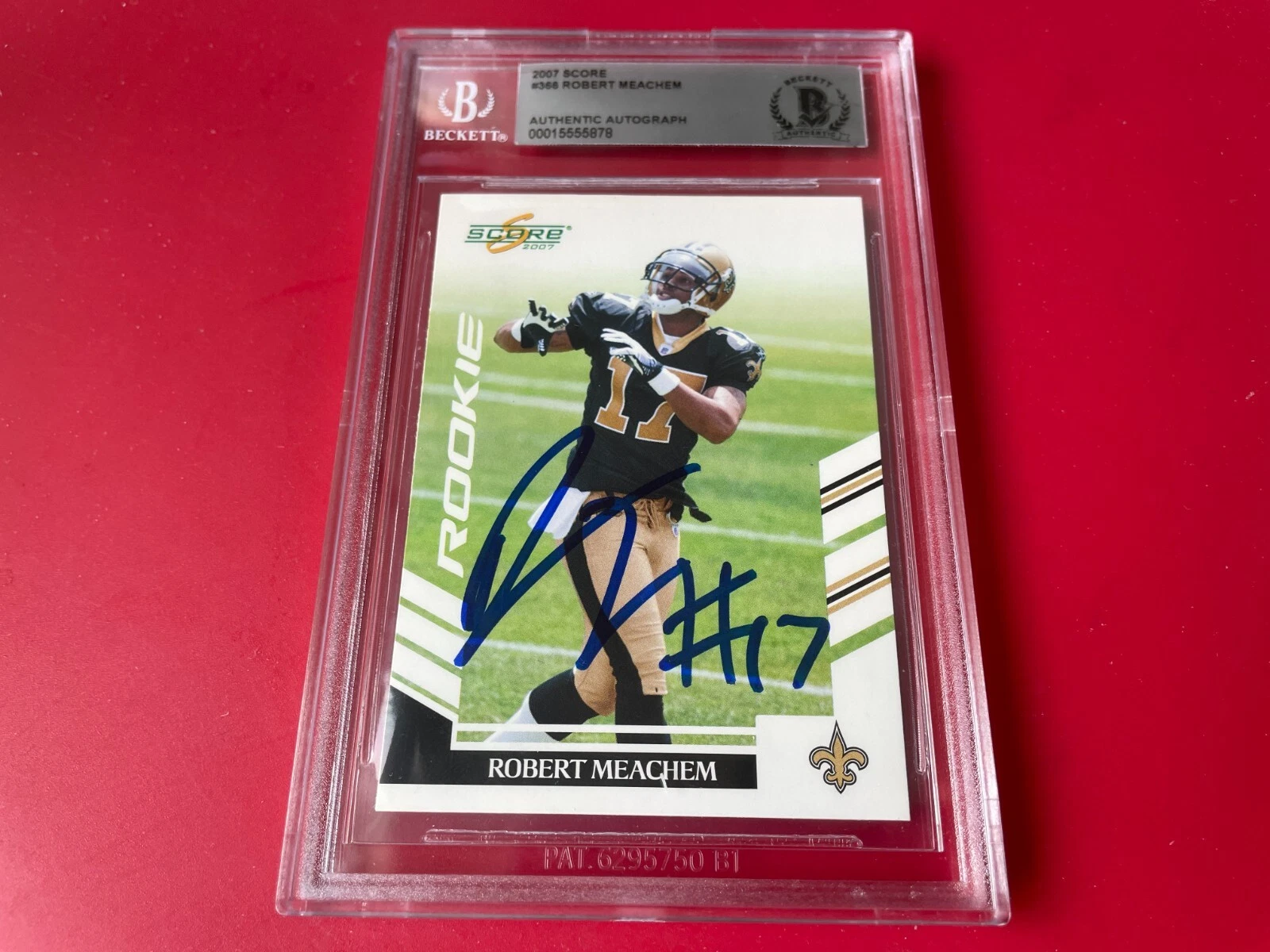 Robert Meachem Saints 2007 Score Rookie Card Signed Auto Beckett BAS Slabbed

