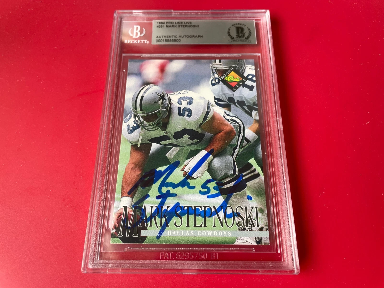Mark Stepnoski Cowboys 1994 Pro Line Live Card Signed Auto Beckett BAS Slabbed
