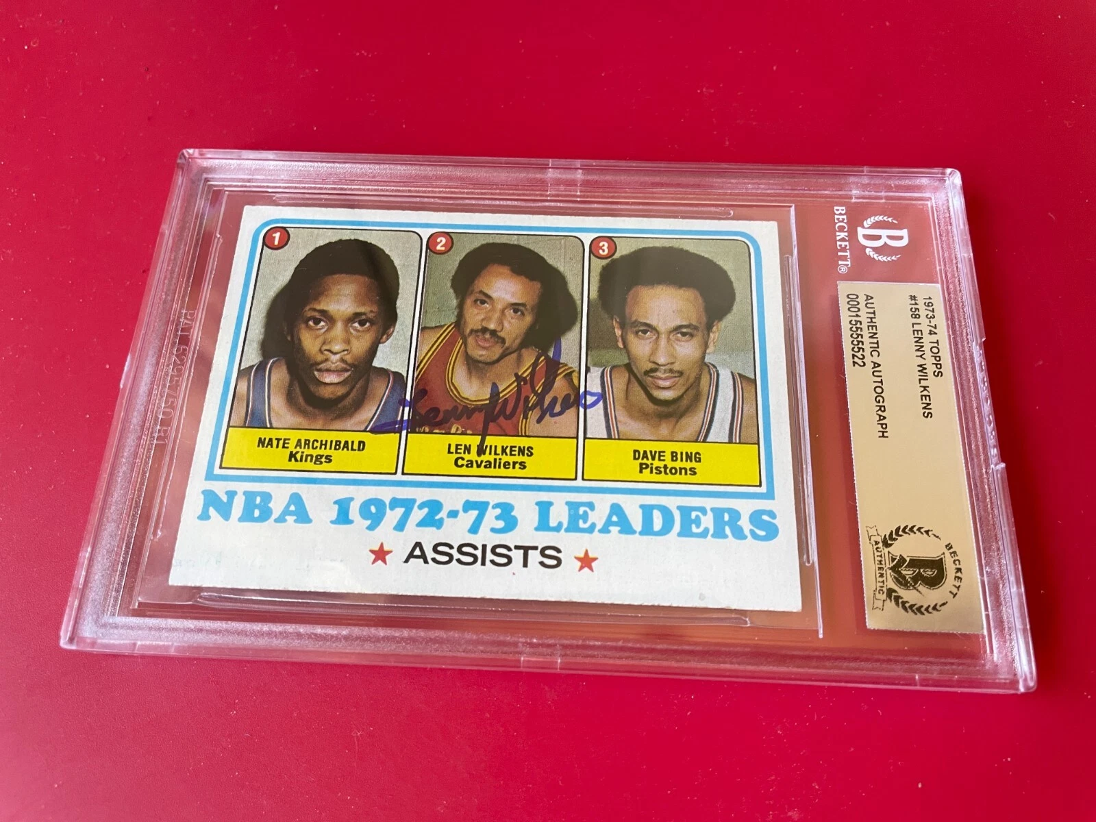Lenny Wilkens HOF 1973-74 Topps Card Signed Auto Beckett BAS

