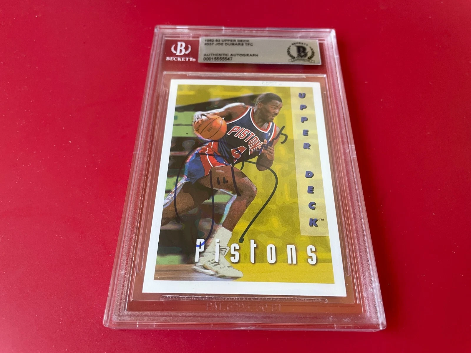 Joe Dumars Pistons 1992-93 Upper Deck Card Signed Auto BAS Slabbed
