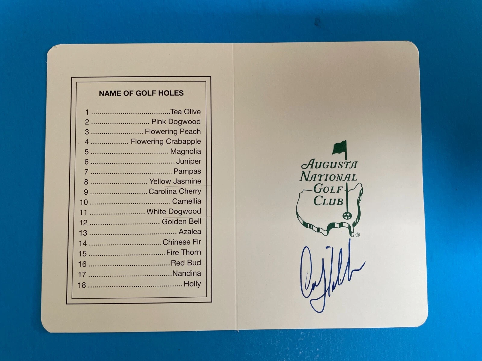 Craig Stadler Masters Golf Score Card Beckett BAS Authenticated
