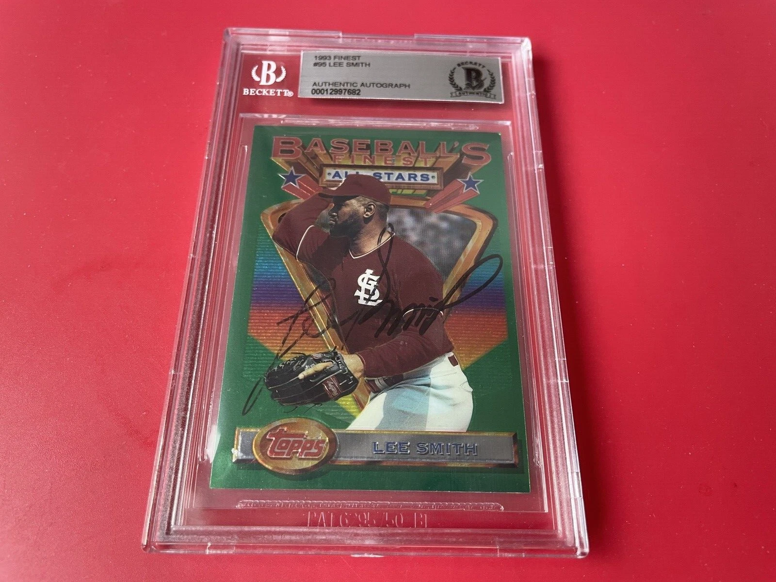 Lee Smith Cardinals HOF 1993 Finest Card Signed Auto Beckett BAS
