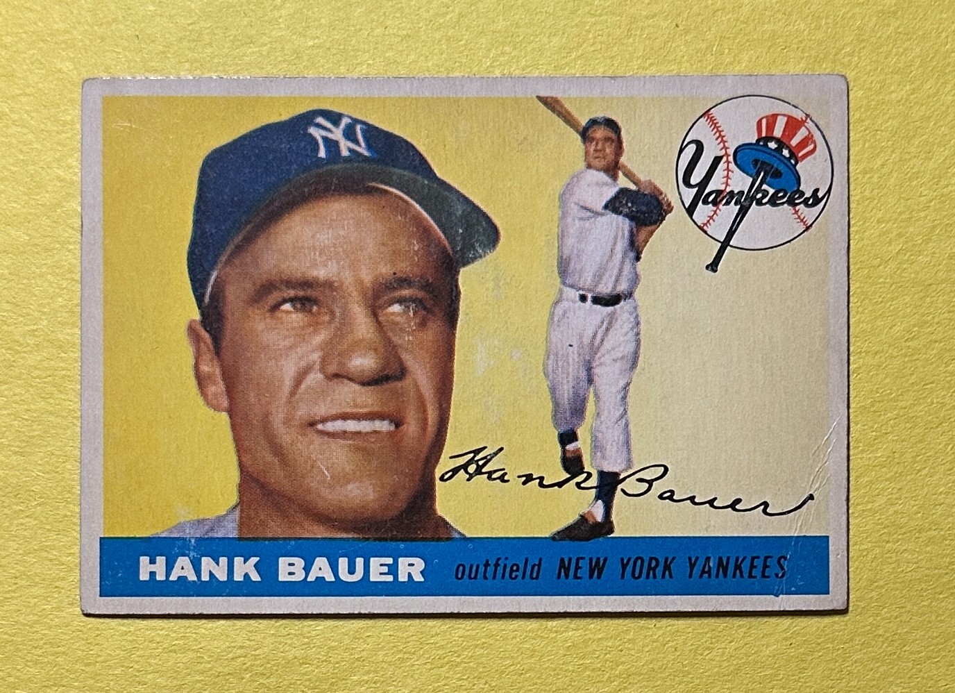 1955 TOPPS HANK BAUER #166 YANKEES COLLECTIBLE MEMORABILIA