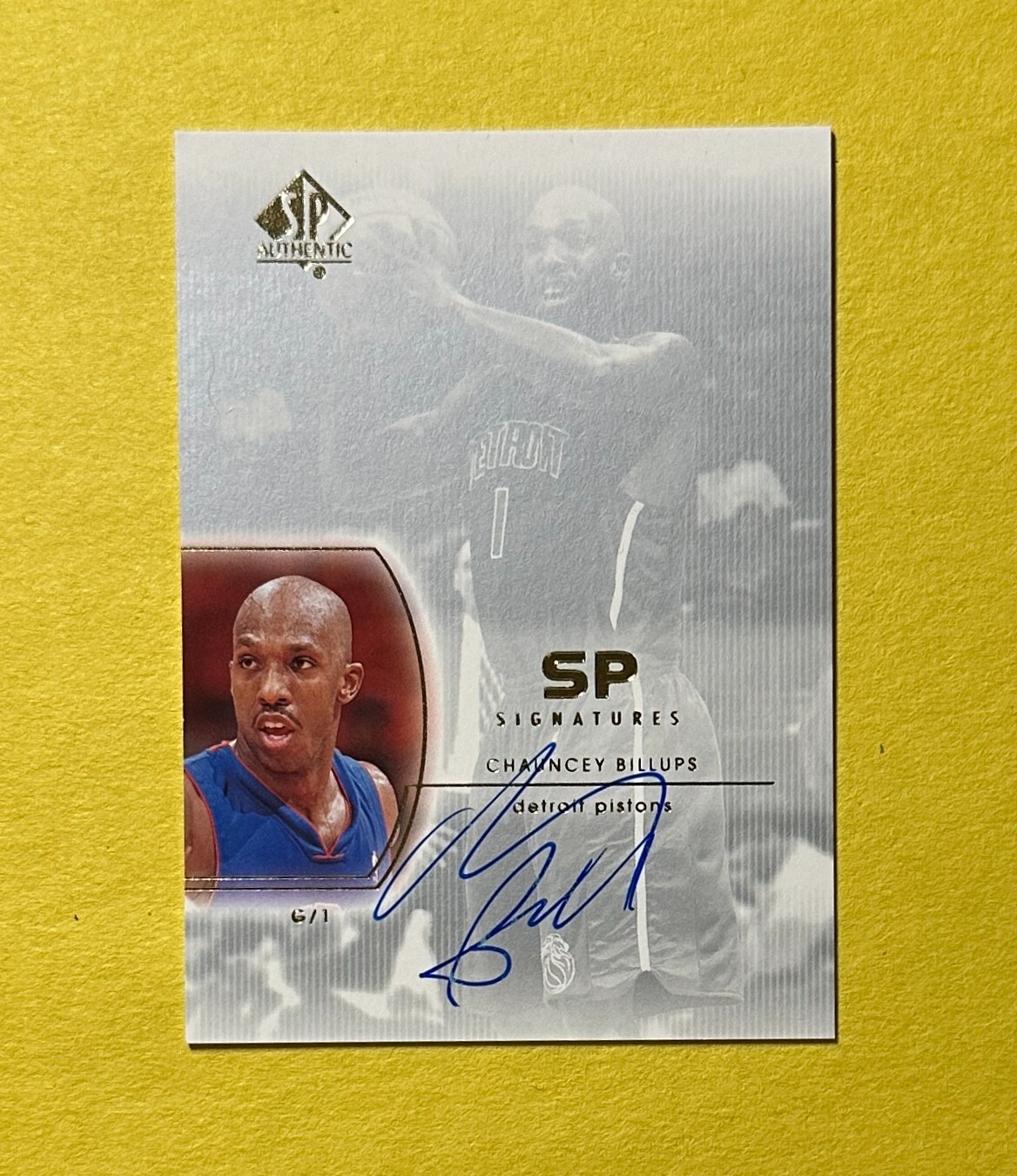 2002-03 UPPER DECK SP AUTHENTIC CHAUNCEY BILLUPS SP SIGNATURES AUTO #1 PISTONS
