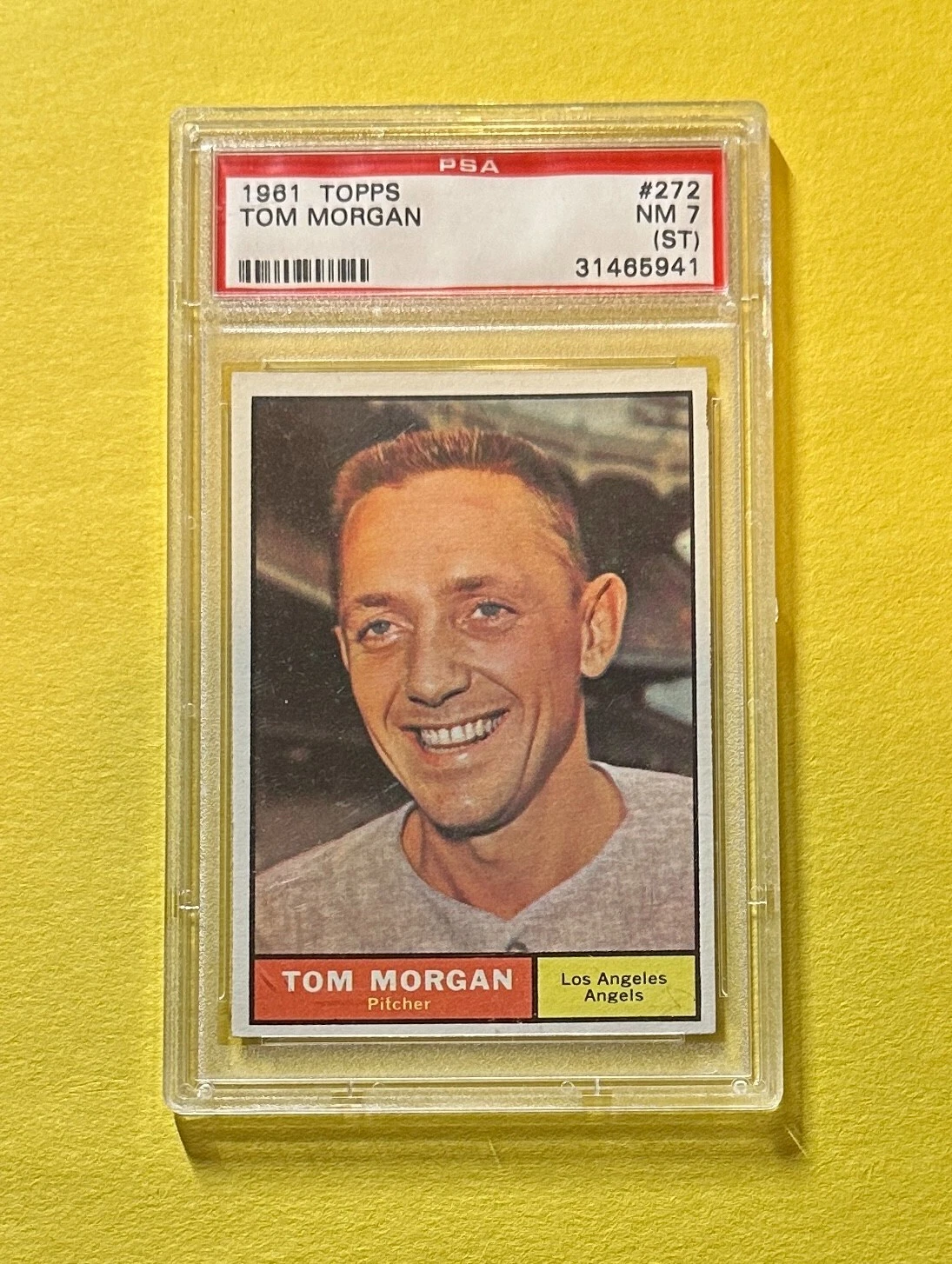 1961 TOPPS TOM MORGAN #272 PSA NM (ST) 7 ANGELS
