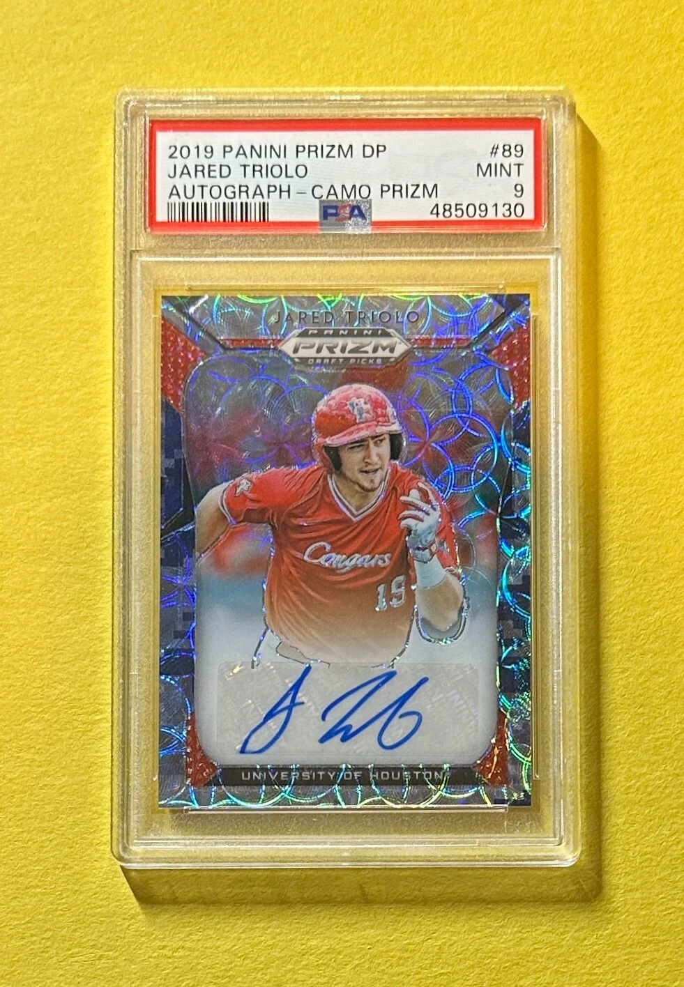 2019 PANINI PRIZM DRAFT PICKS JARED TRIOLO SCOPE AUTO /25 #89 PSA MINT 9
