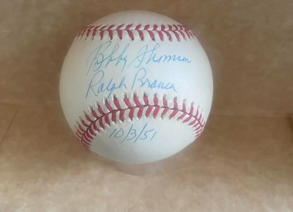 RALPH BRANCA BOBBY THOMSON 10/3/51 SIGNED AUTOGRAPHED N.L. BASEBALL BAS AUTH
