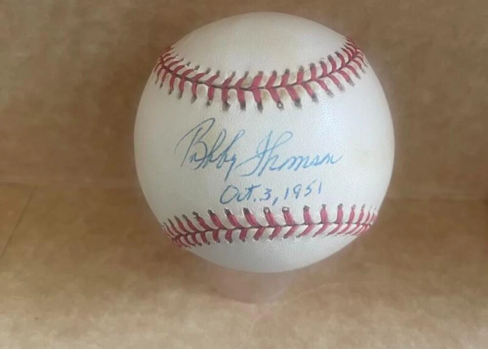 RALPH BRANCA BOBBY THOMSON 10/3/51 SIGNED AUTOGRAPHED N.L. BASEBALL BAS AUTH
