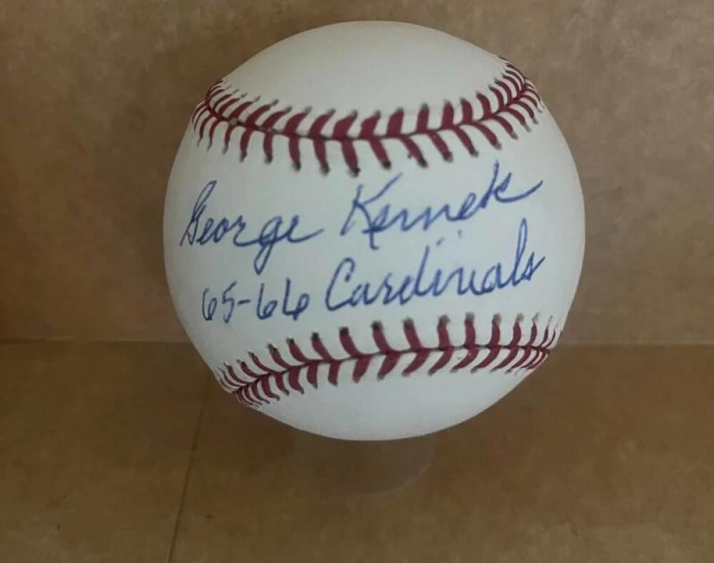 GEORGE KERNEK 65-66 CARDINALS SIGNED AUTOGRAPHED M.L. BASEBALL BECKETT Q61224
