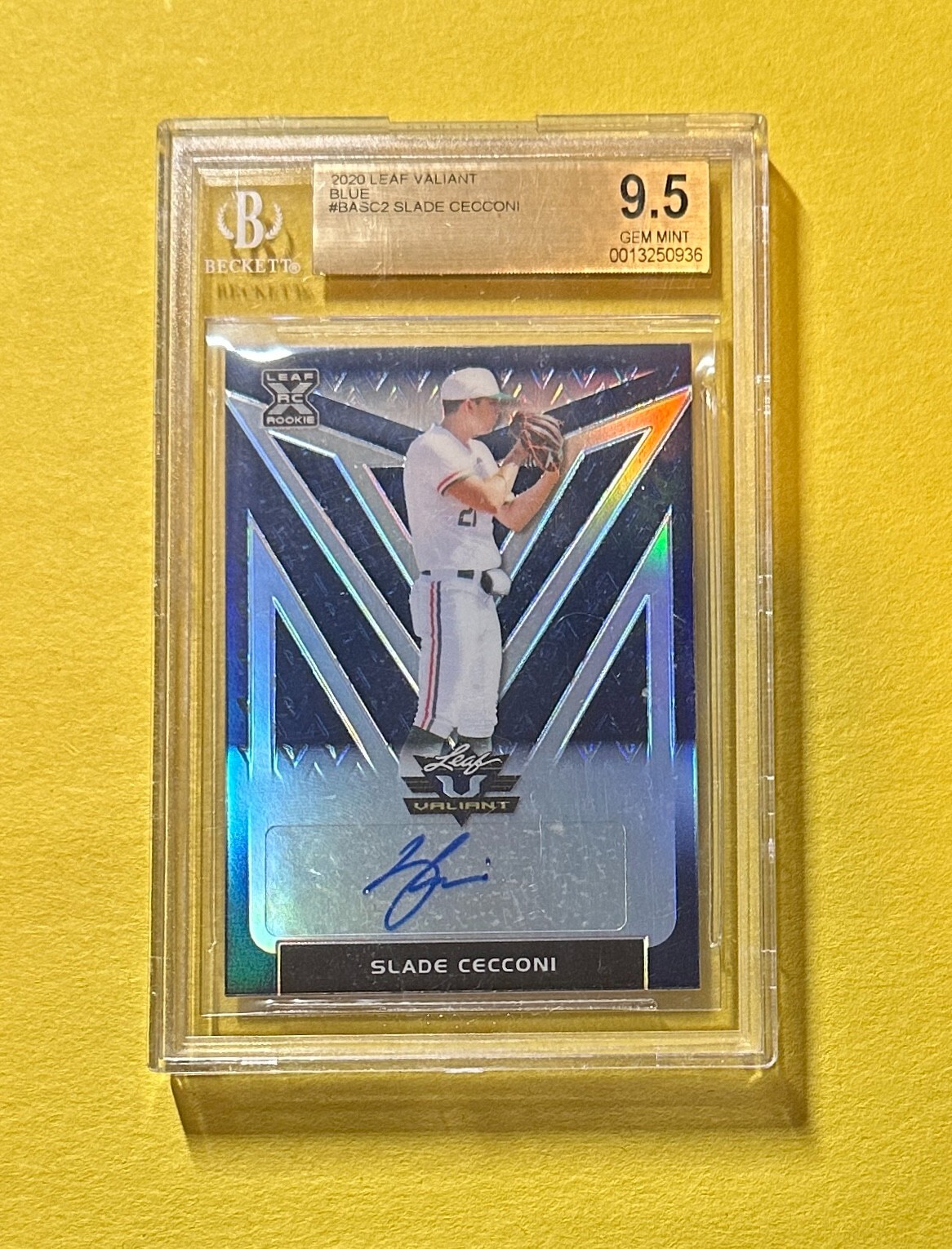 2020 LEAF VALIANT SLADE CECCONI BLUE AUTO /50 #BASC2 BGS GEM MT 9.5
