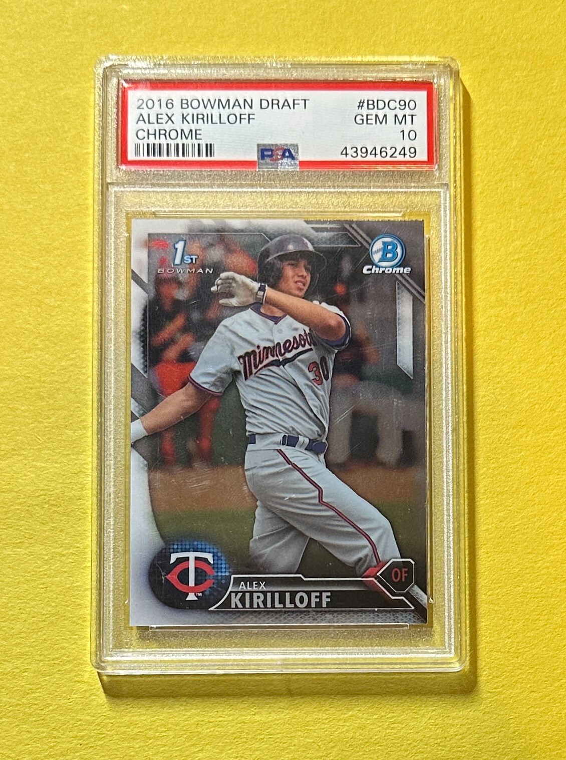 2016 BOWMAN DRAFT ALEX KIRILLOFF 1ST BOWMAN BASE #BDC90 PSA GEM MT 10 TWINS
