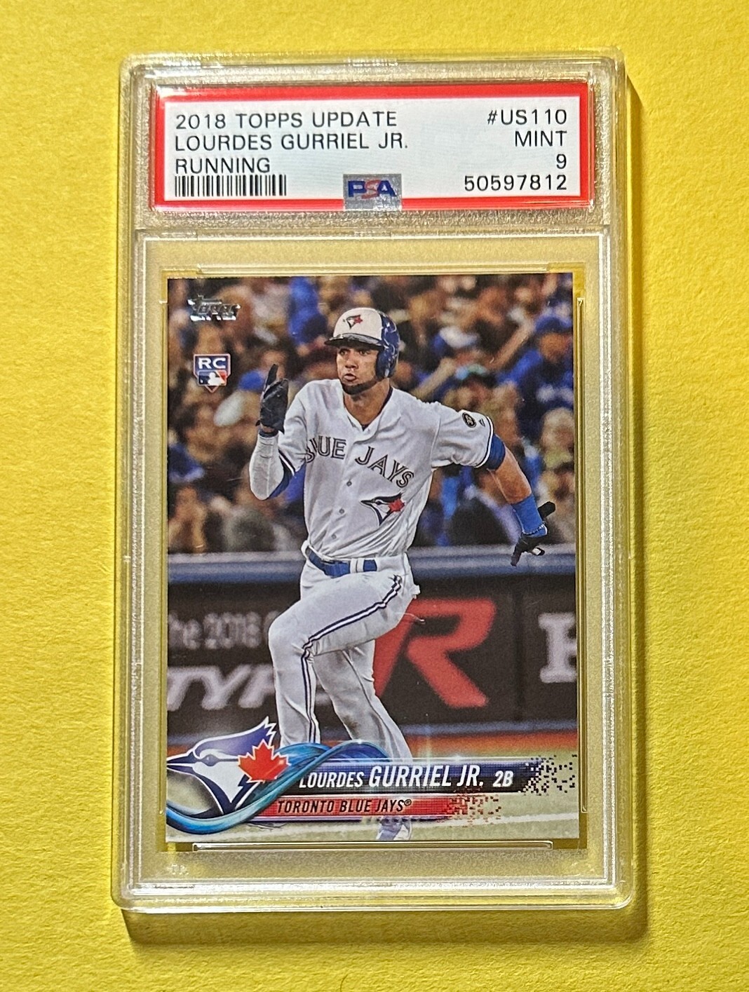 2018 TOPPS UPDATE LOURDES GURRIEL JR. ROOKIE CARD #US110 PSA MINT 9 BLUE JAYS
