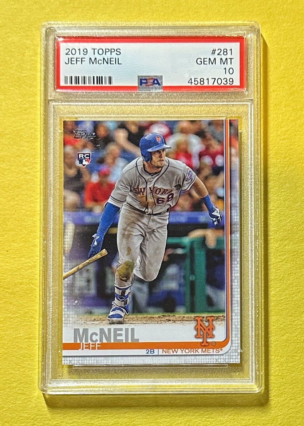 2019 TOPPS JEFF MCNEIL #281 ROOKIE CARD PSA GEM MT 10 METS

