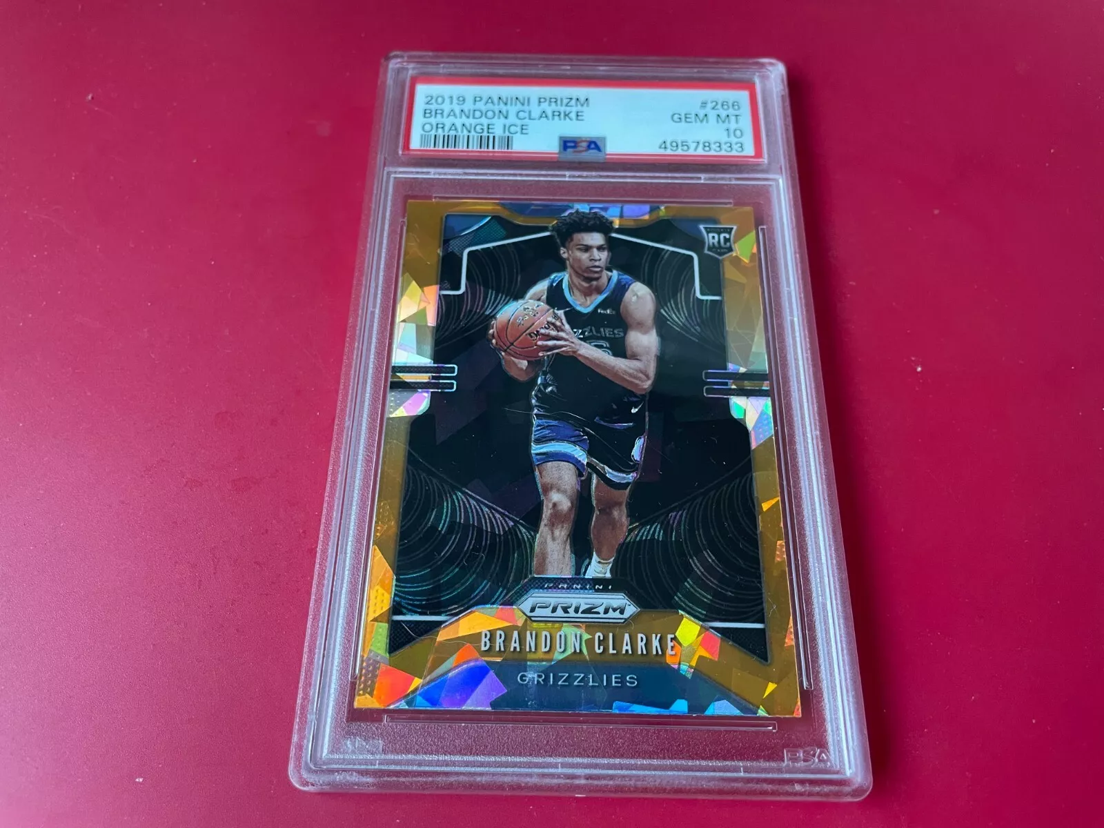 Brandon Clark Grizzlies 2019 Panini Prizm Orange Ice Card Rookie PSA 10 Gem Mint
