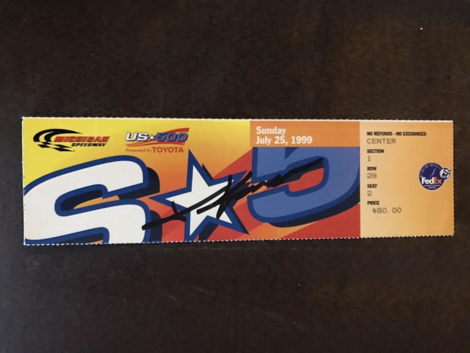 1999 US 500 ROMY KANAAN SIGNED TICKET STUB CART MICHIGAN SPEEDWAY FIRST WIN COLLECTIBLE MEMORABILIA