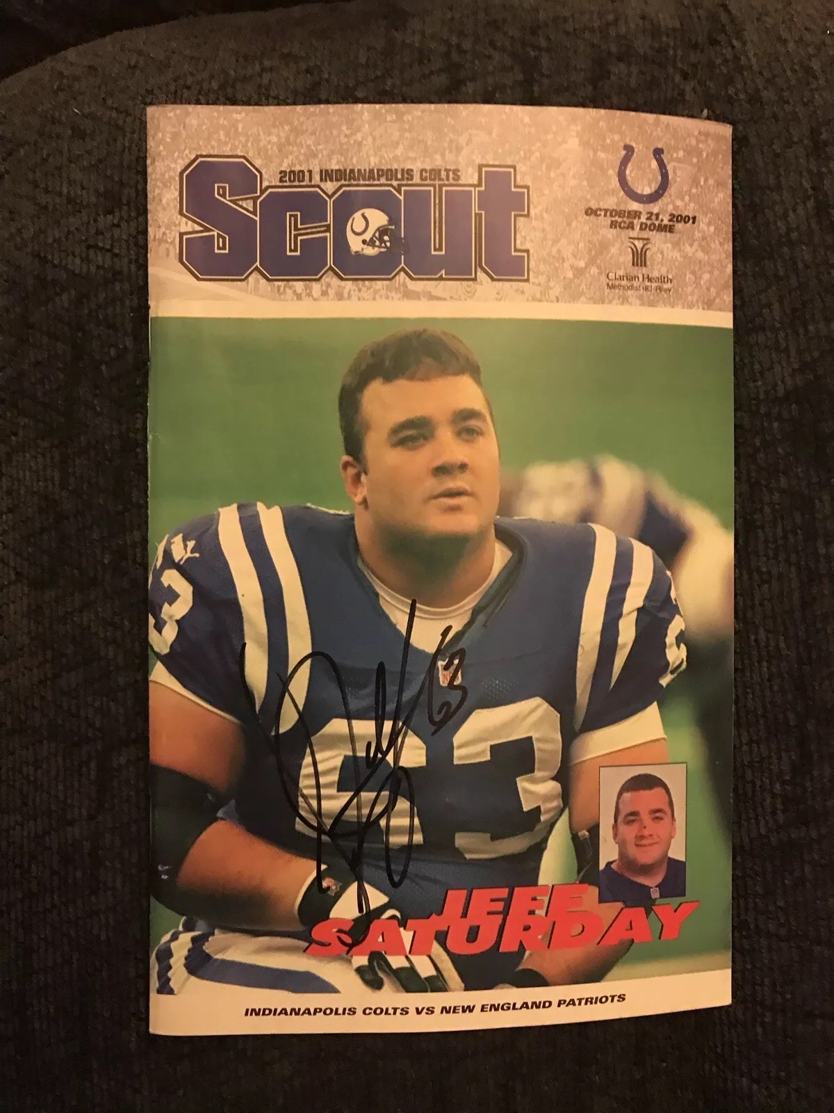 Jeff Saturday Signed Indianapolis Colts Scout Program Magazine
