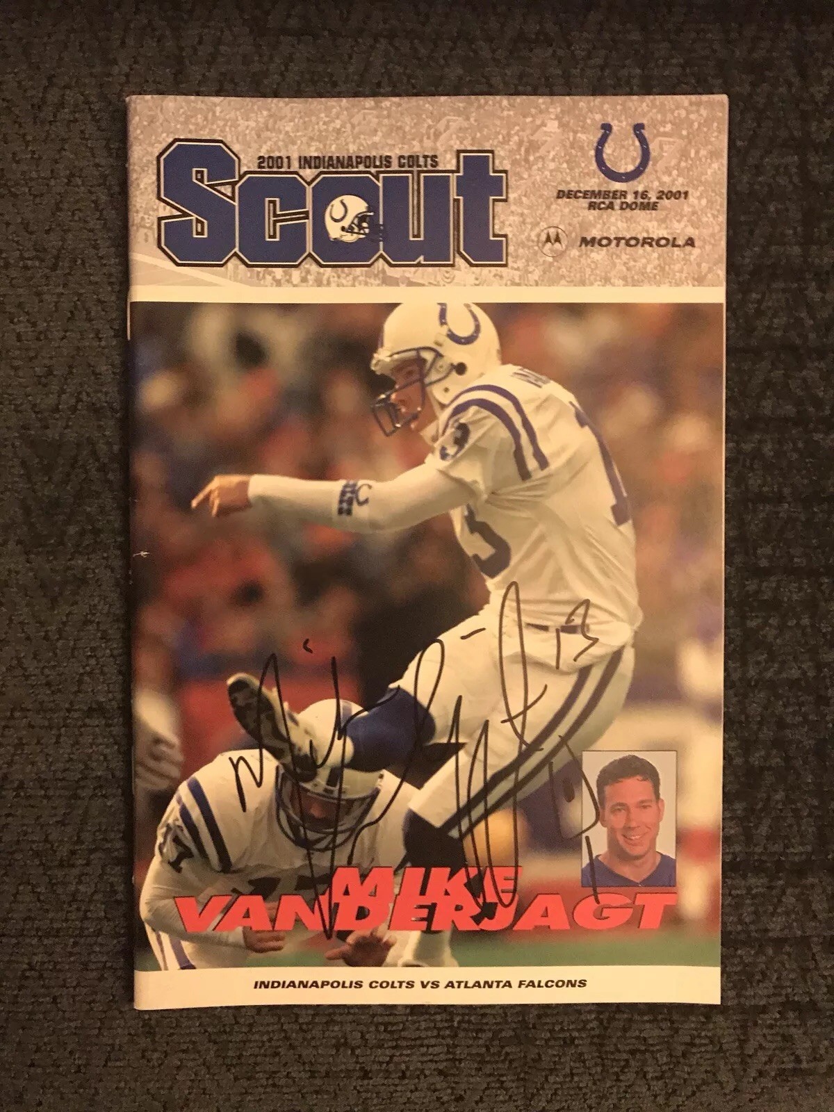 Mike Vanderjagt Signed Indianapolis Colts Scout Program Magazine
