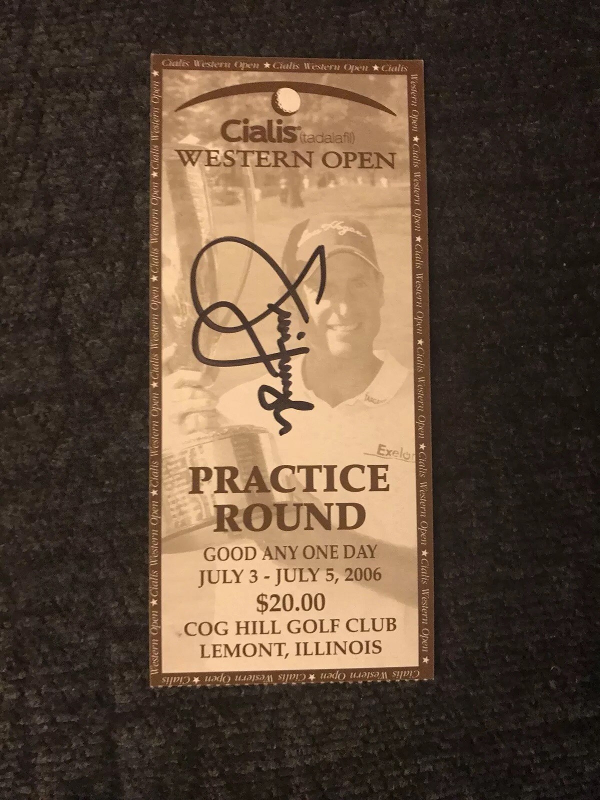 Jim Furyk (2005 Winner) Signed 2006 Ticket Golf Western Open Autographed
