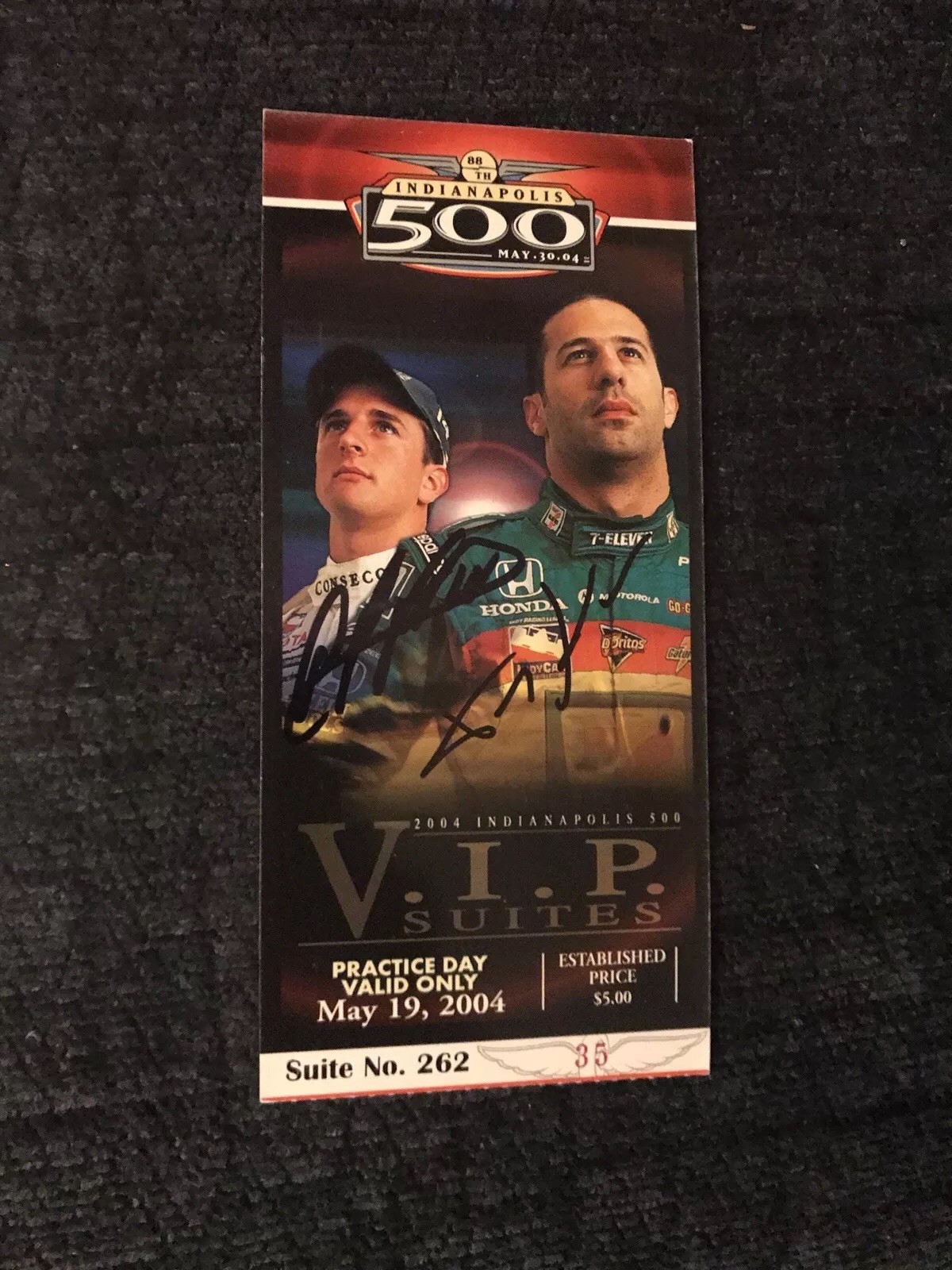 Tony Kanaan & AJ Foyt IV Signed Ticket Stub Race Winner Indy Car
