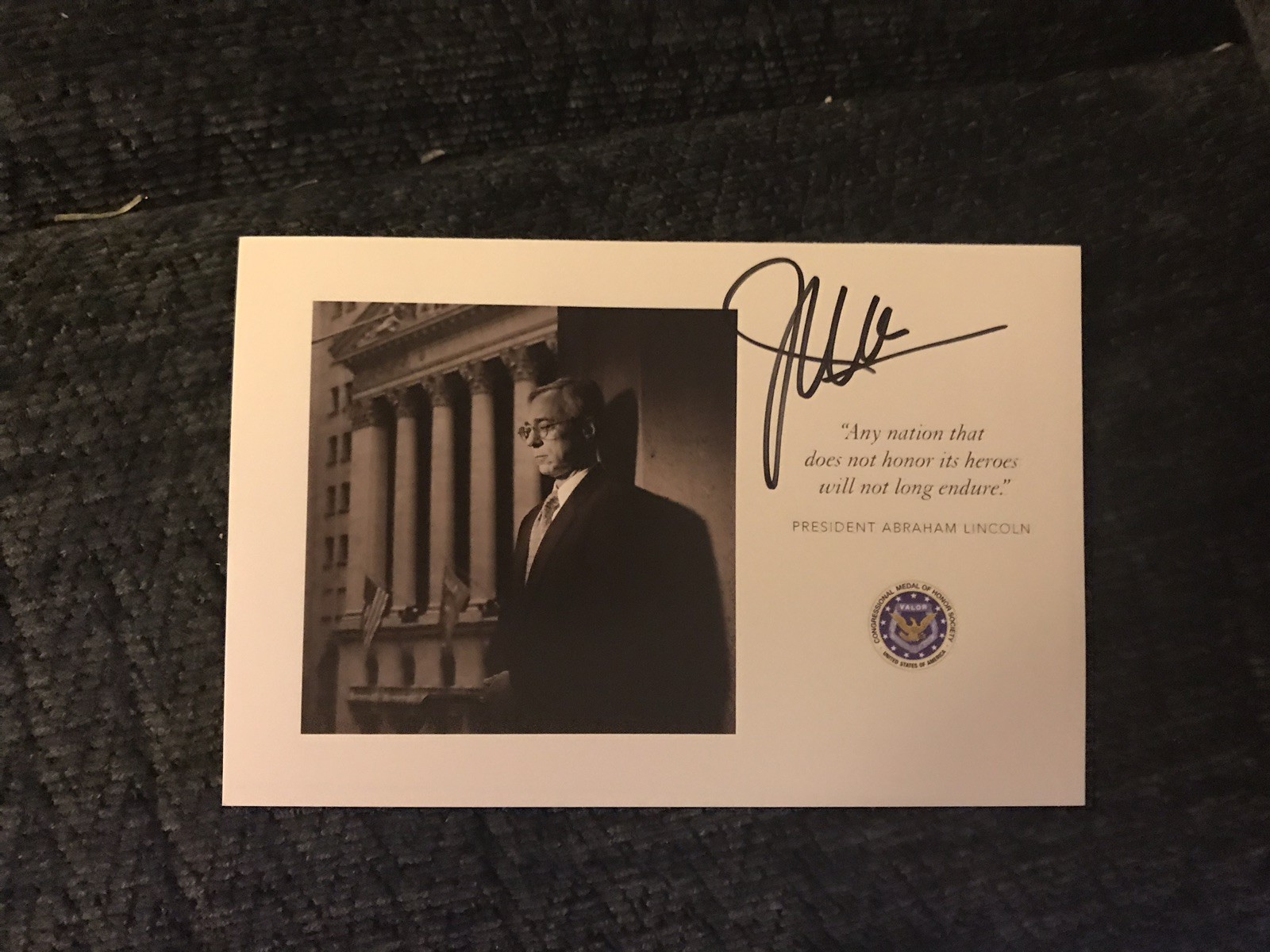Jack Jacobs Signed Medal Of Honor Recipient Postcard
