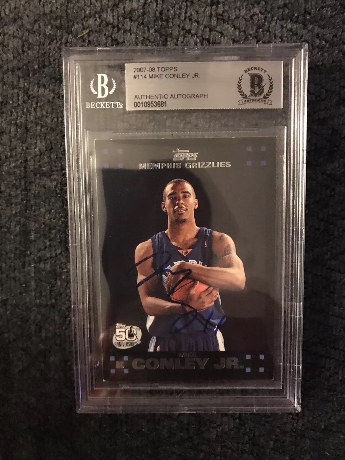 Mike Conley 2007-2008 Topps RC #114 BAS Beckett Authenticated Card Autographed
