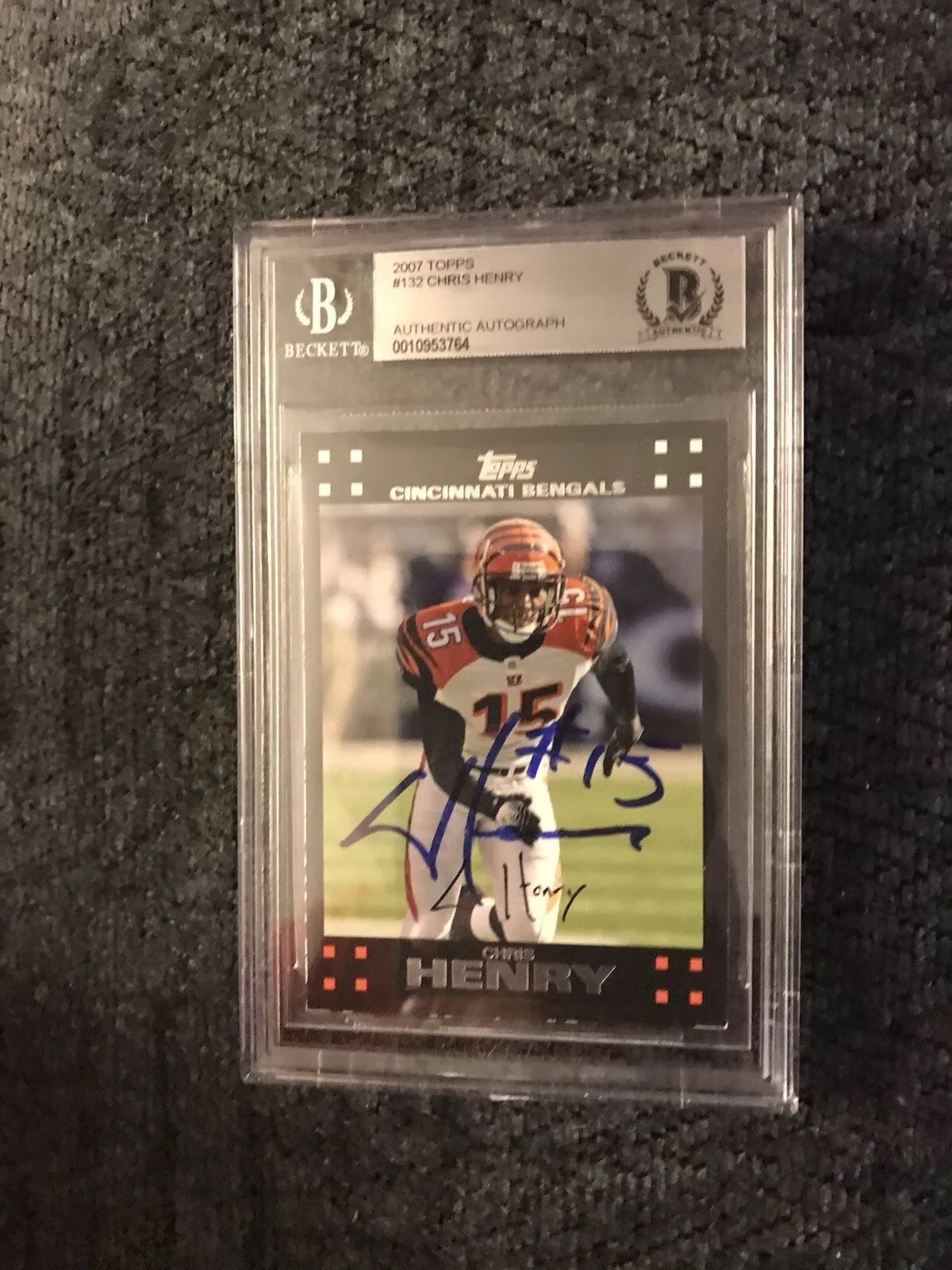 Chris Henry Signed 2007 Topps #132 BAS Beckett Authenticated Card Autographed
