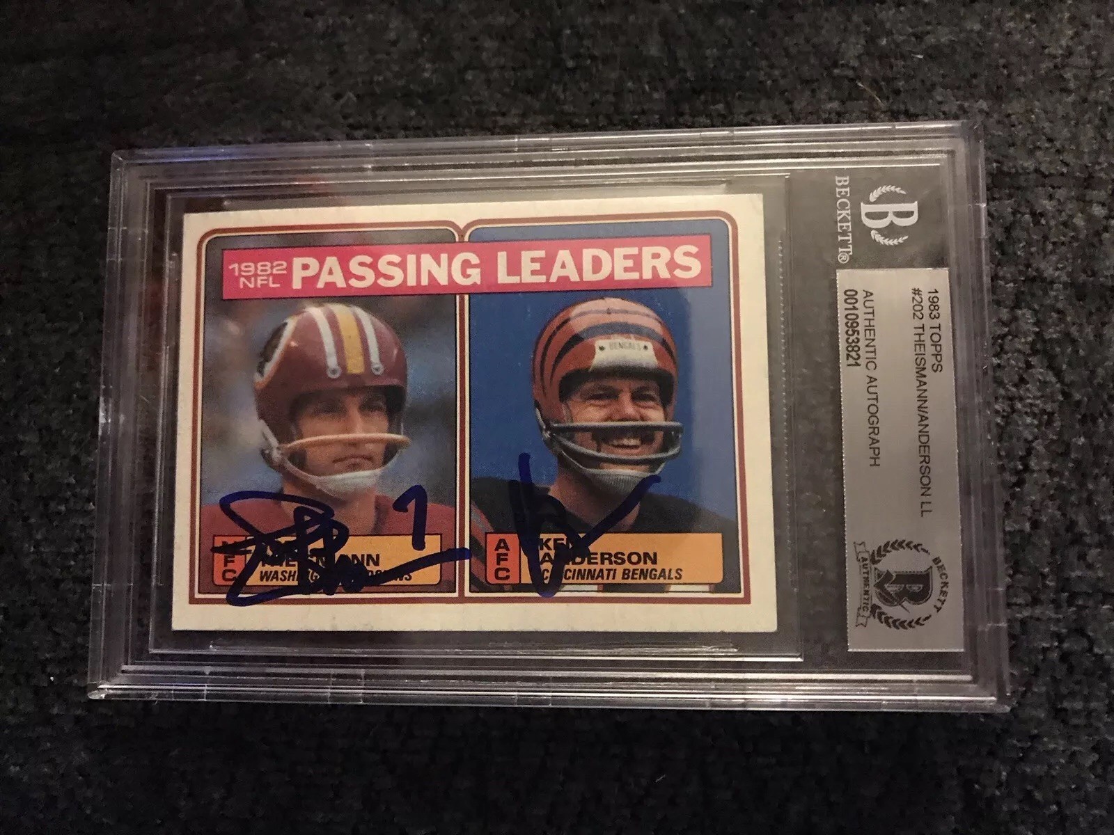 Ken Anderson & Joe Theismann Signed 1983 Topps #202 BAS Beckett Card Signed Auto
