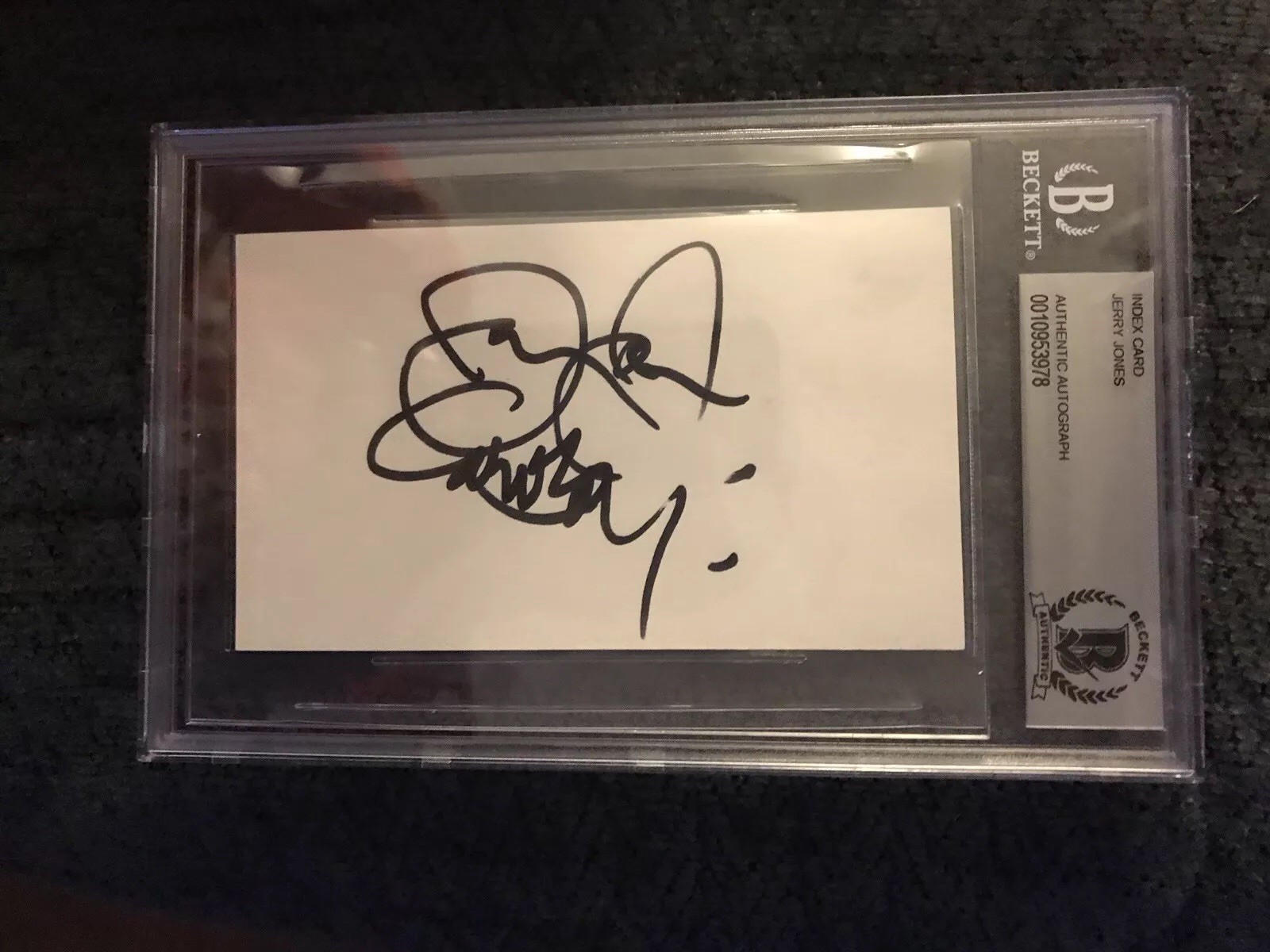 Jerry Jones BAS Beckett Authenticated Index Card Autographed Signed Cowboys
