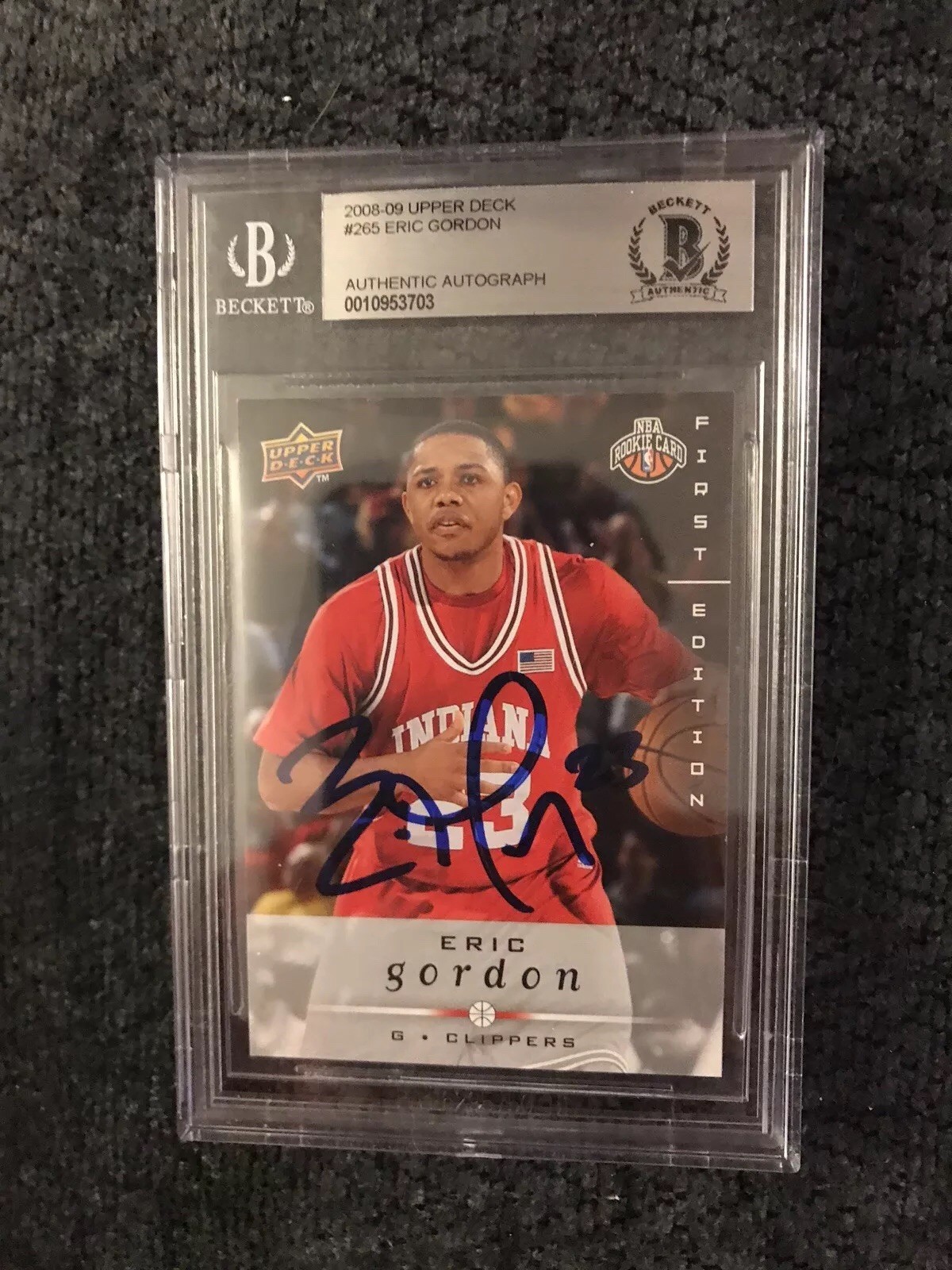 Eric Gordon 2008-2009 UD First Ed #265 BAS Beckett Authenticated Card Signed RC
