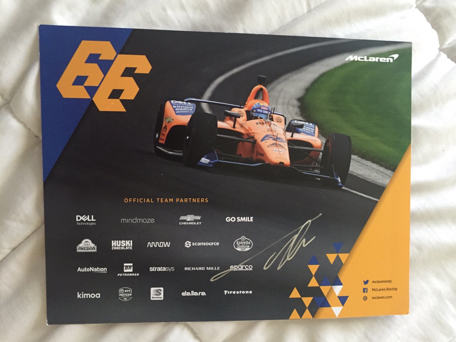 Fernando Alonso 2019 Indy Car Indianapolis 500 Promo hero Card McLaren
