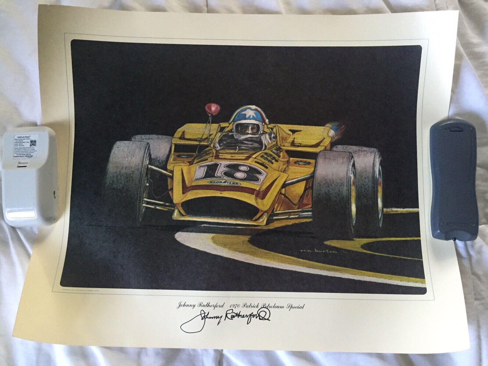 Johnny Rutherford Signed Poster Indianapolis 500 1970 Indy Car Autographed
