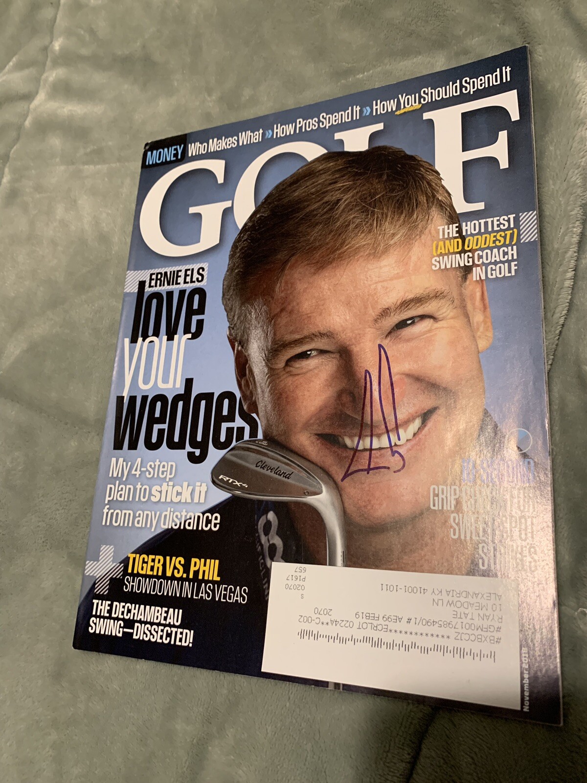 Ernie Els Autographed Magazine Signed PGA Golf Autographed
