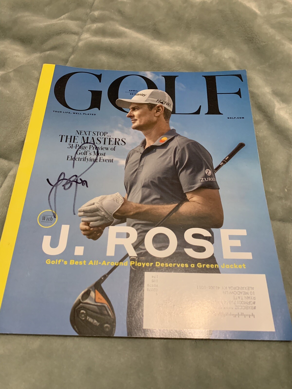 Justin Rose Autographed Magazine Signed PGA Golf Autographed 2019
