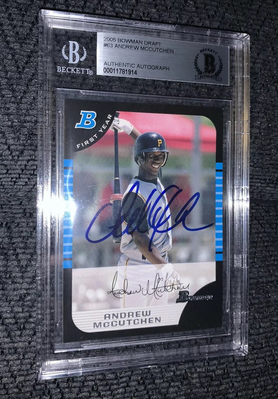 Andrew Mccutchen 2005 Bowman D #63 BAS Beckett Authenticated Card Signed
