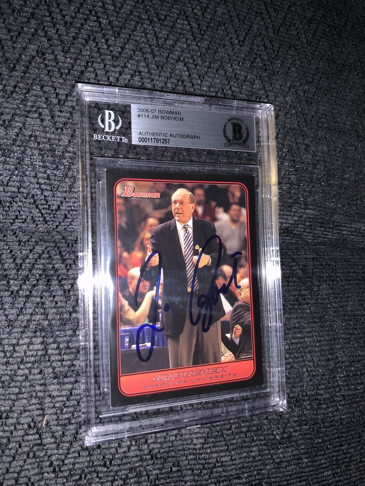 Jim Boeheim 2004 Bowman #114 BAS Beckett Authenticated Card Autograph Signed
