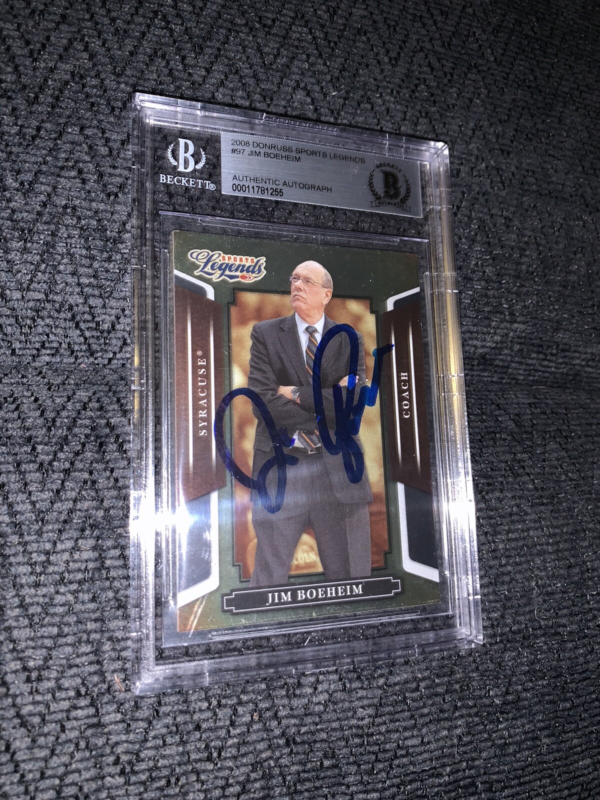Jim Boeheim 2008 Donruss SL #97 BAS Beckett Authenticated Card Autograph Signed
