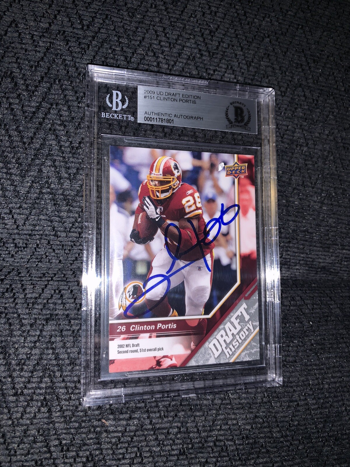 Clinton Portis UDNFLDE #157 BAS Beckett Authenticated Card Autograph Signed
