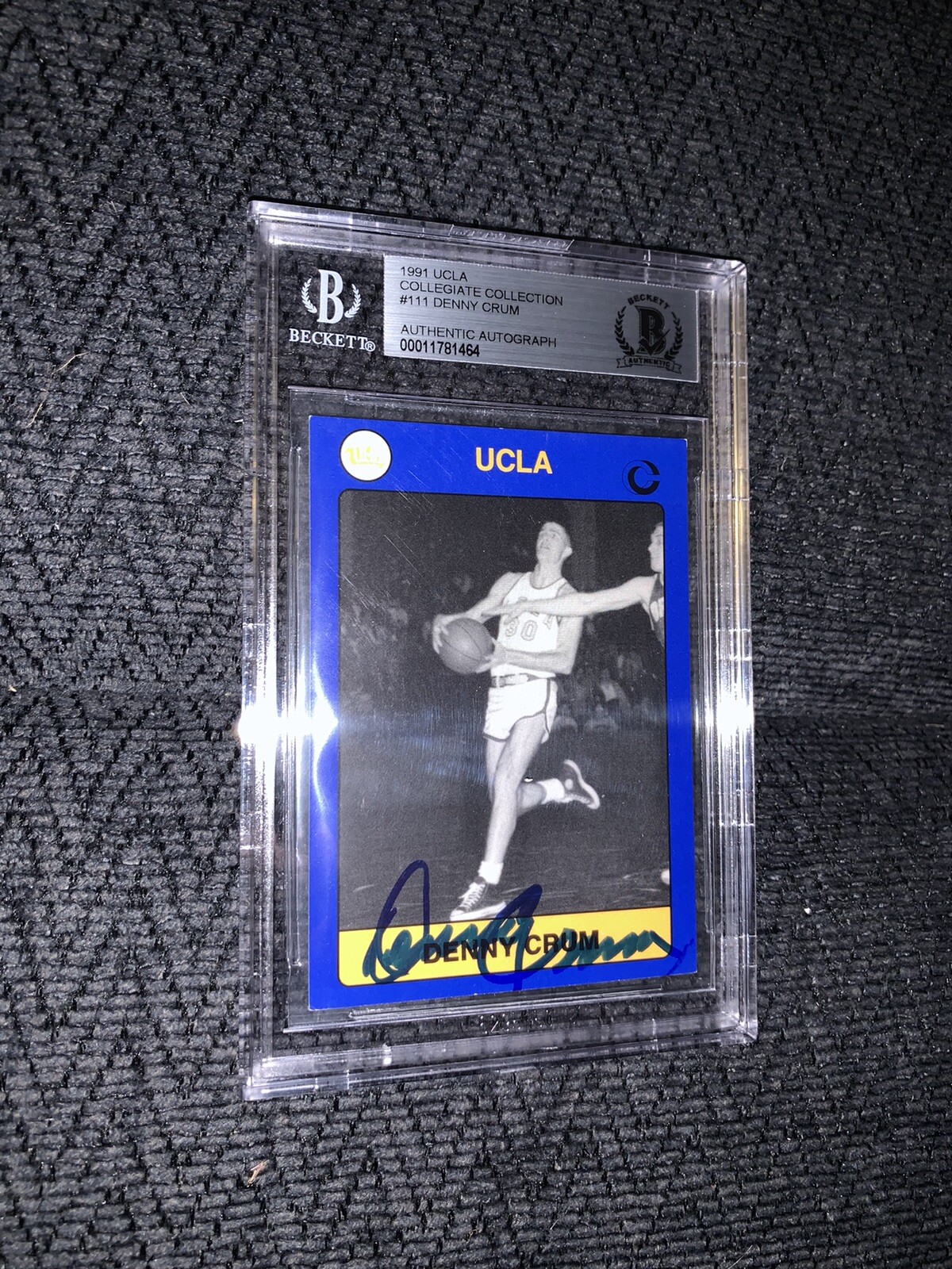 Denny Crum 1991 UCLA CC #111 BAS Beckett Card Signed Autographed
