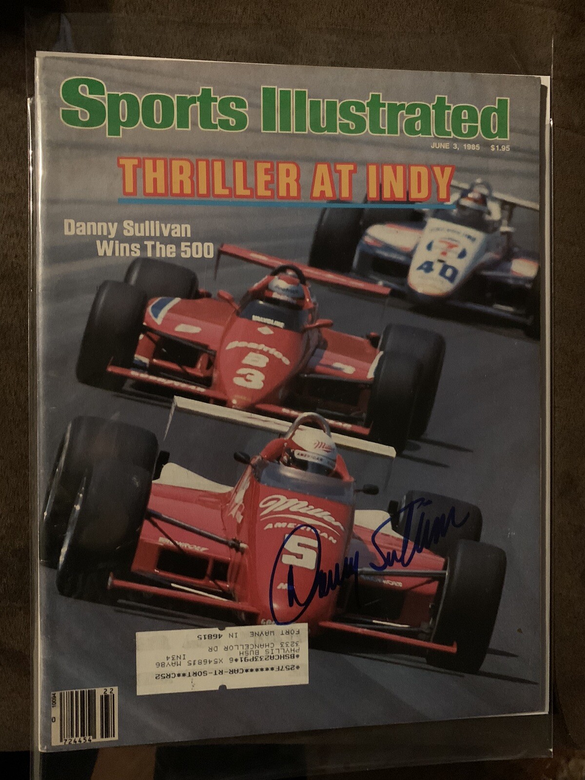 Danny Sullivan Sports Illustrated Magazine Signed Indianapolis 500 Indy 1985
