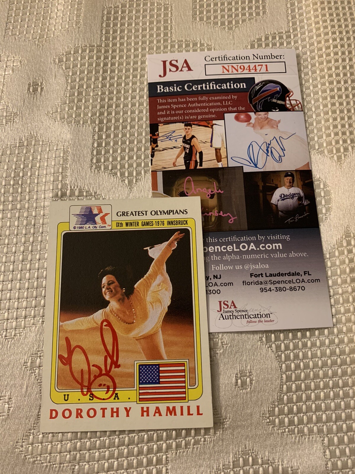Dorothy Hamill Olympic Figure Skater SIGNED CARD Auto JSA Authenticated COA
