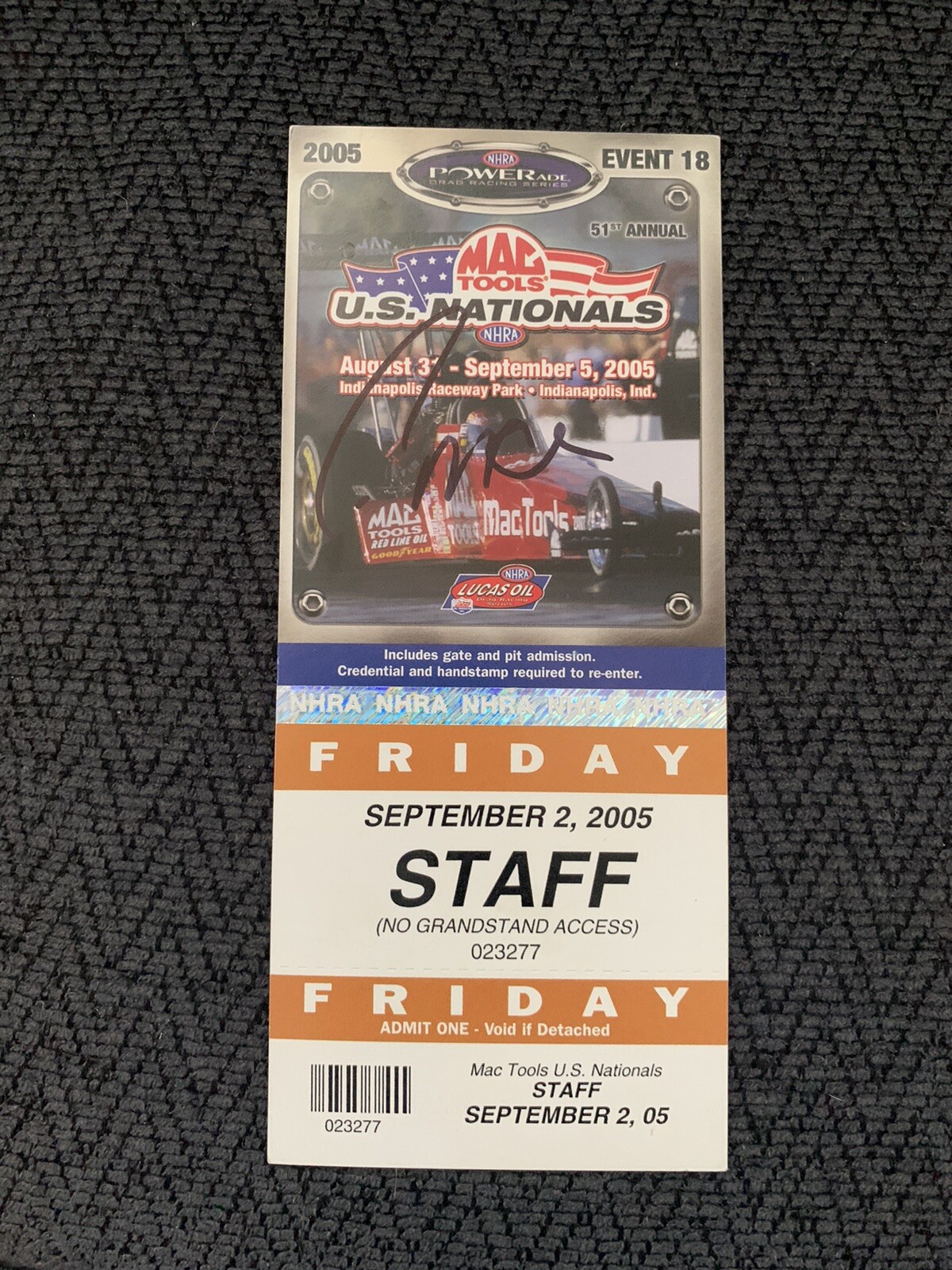 Cory Mac McClenathan Signed US Nationals Ticket 2005 Winner Top Fuel Autographed
