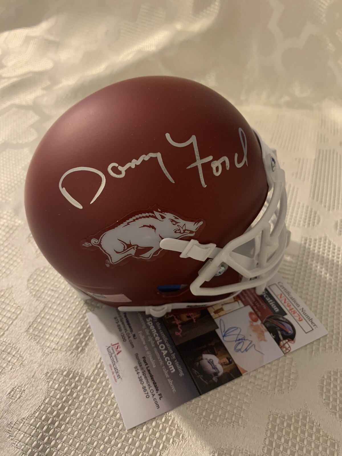 Danny Ford Signed Mini Helmet Arkansas Razorbacks JSA Authentication COA
