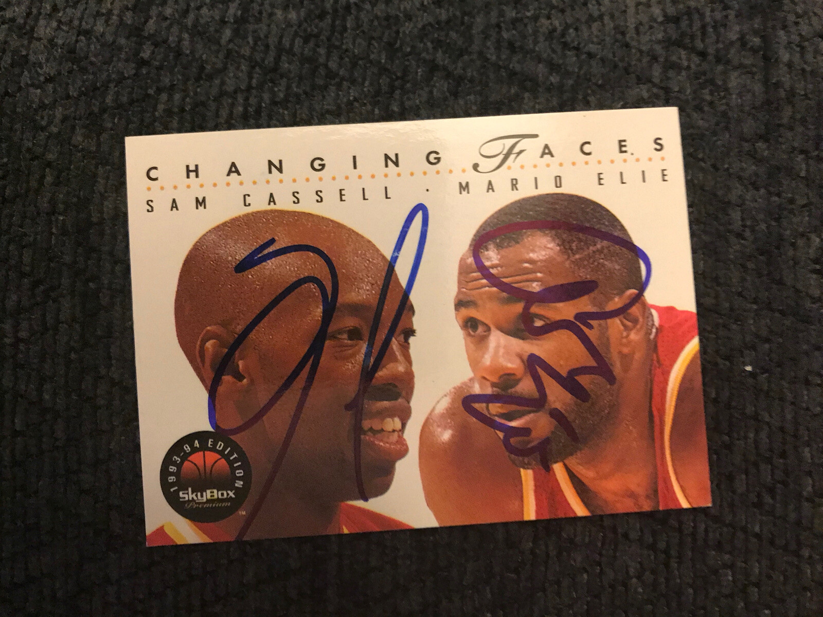 Mario Elie Sam Cassell Signed Basketball Trading Card Autographed Houston Rocket
