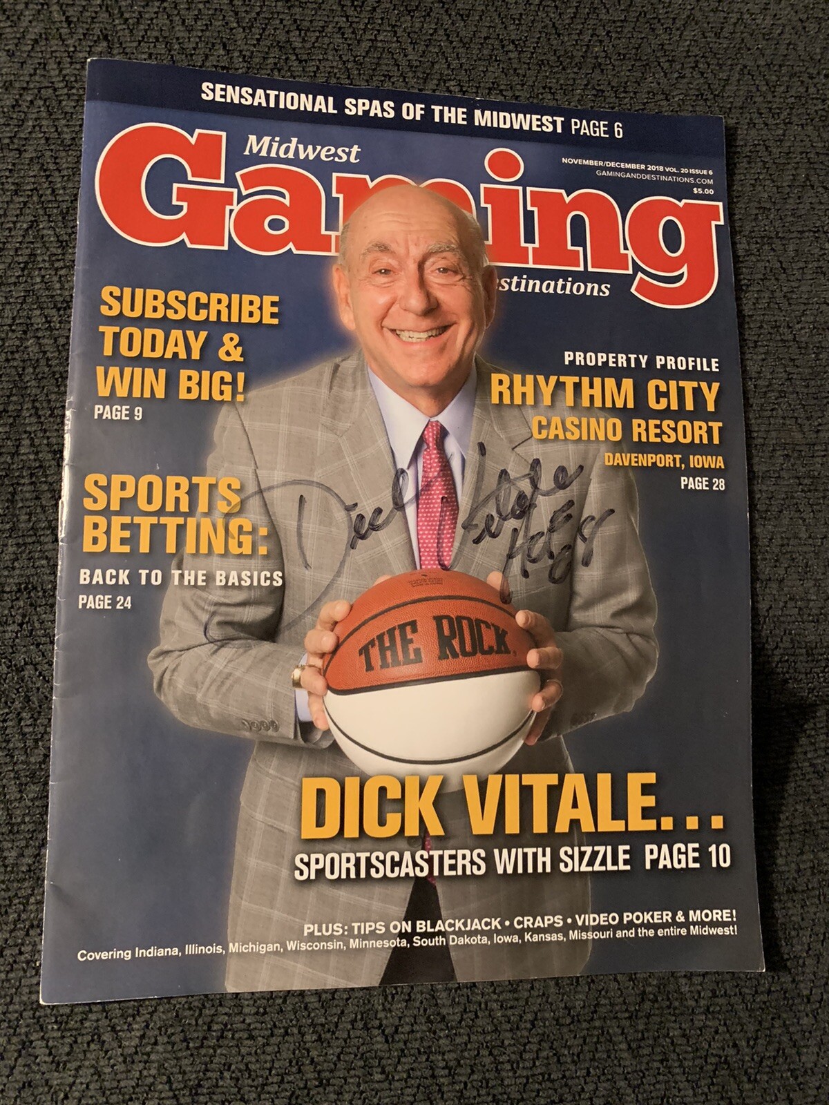 Dick Vitale Signed Midwest Gaming Magazine Autographed
