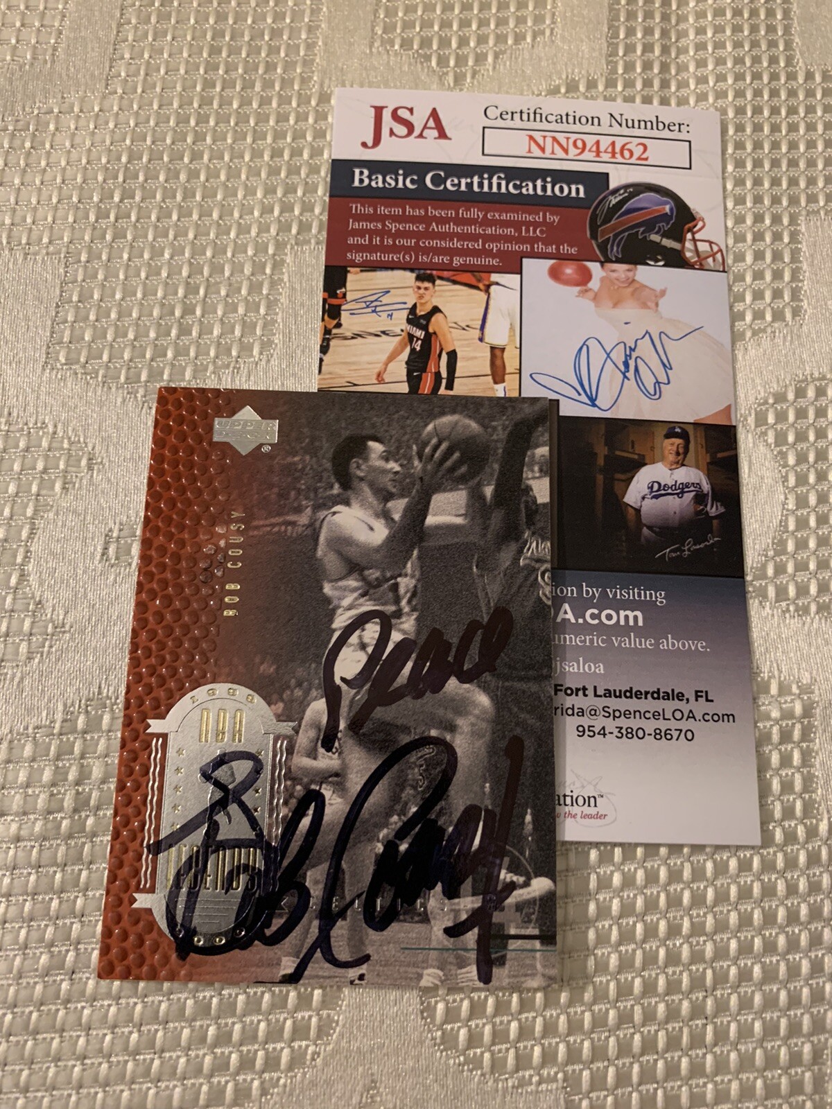 Bob Cousy Signed Trading Card HOF JSA Authenticated COA Boston Celtics
