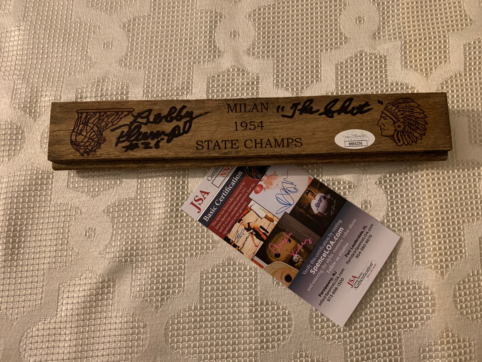 1954 MILAN BOBBY PLUMP SIGNED ORIGINAL WOOD FLOOR STENCIL JSA AUTHENTICATION COA COLLECTIBLE MEMORABILIA