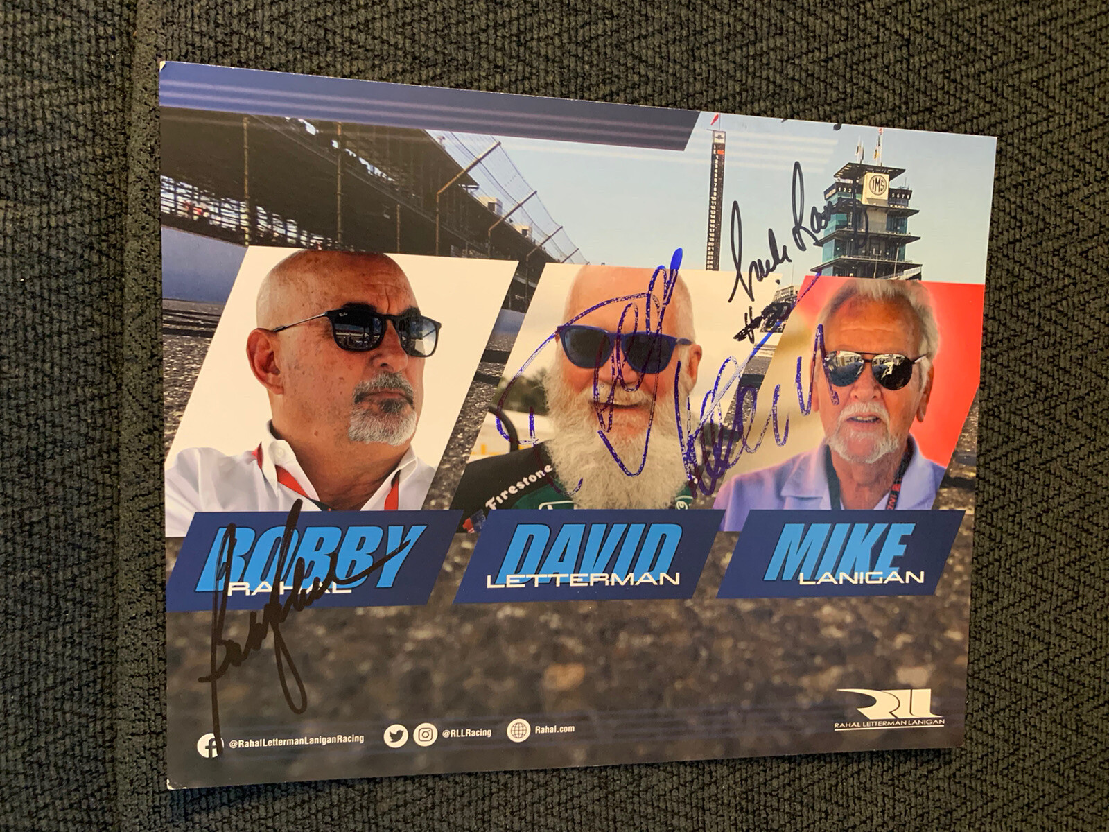 Indy Indianapolis 500 Promo Card Bobby Rahal Mike Lanigan David Letterman Signed
